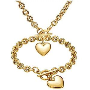 Heart Necklace and Bracelet Set